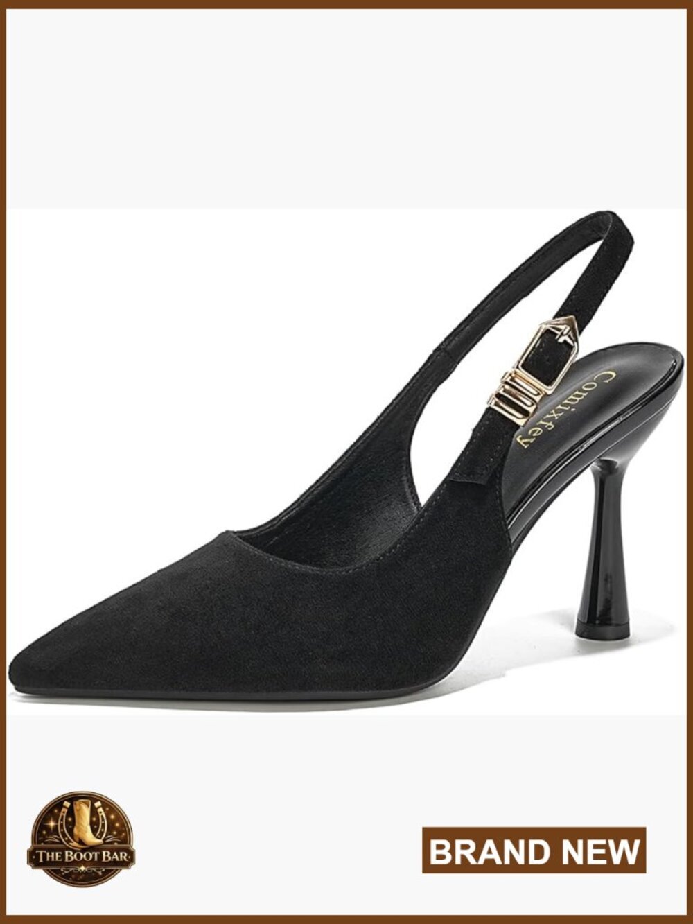 Stiletto Heel Slingback Pumps with Adjustable Buckle